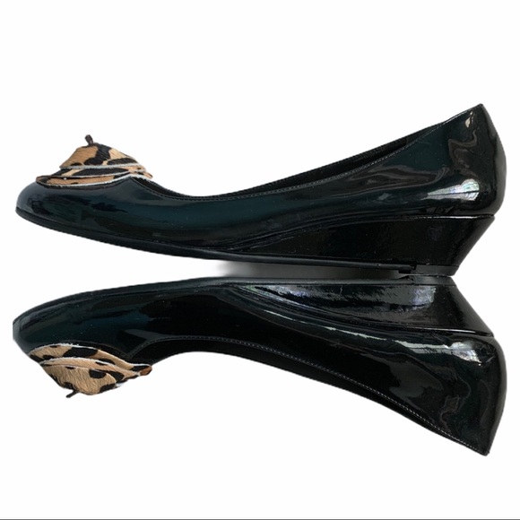 Butter black patent wedges with leopard flower - Picture 4 of 7